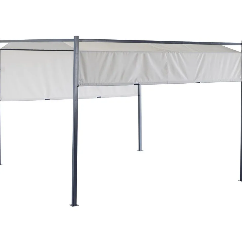Tonnelle coulissante carrée Nazare gris UPF50+ 298x298xH220cm
