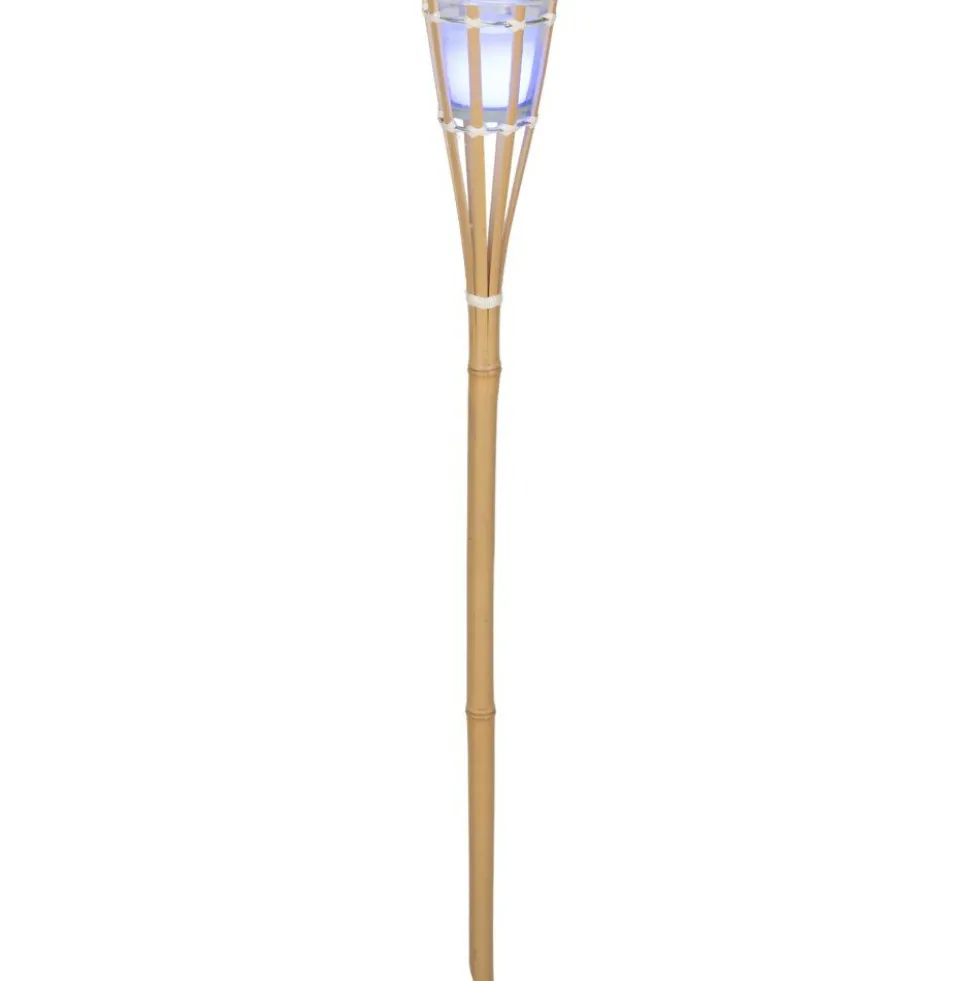 Torche bougie citronnelle à LED multicolore pique bambou Ø8,5xH76cm