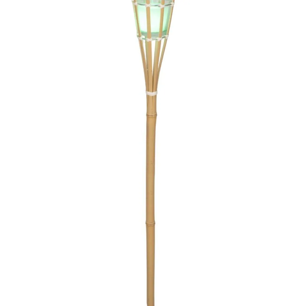 Torche bougie citronnelle à LED multicolore pique bambou Ø8,5xH76cm