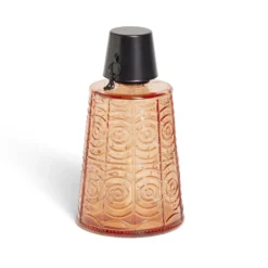 Torche de table pour huile citronnelle métal et verre rouge Ø9xH16,5cm