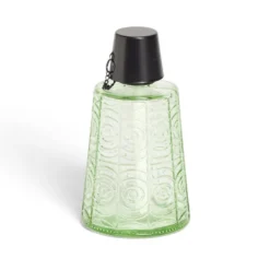 Torche de table pour huile citronnelle métal et verre vert Ø9xH16,5cm