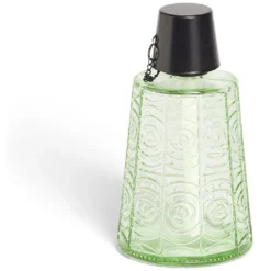 Torche de table pour huile citronnelle métal et verre vert Ø9xH16,5cm