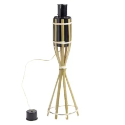 Torche à poser anti-insecte 1 mèche en bambou et métal Ø10xH39,5cm