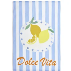 Torchon x2 coton Dolce Vita motif citrons et oranges 45x65cm