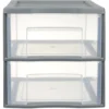 Tour de rangement A4 2 tiroirs grise et transparente 14 L