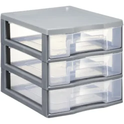 Tour de rangement 3 tiroirs format A6 gris