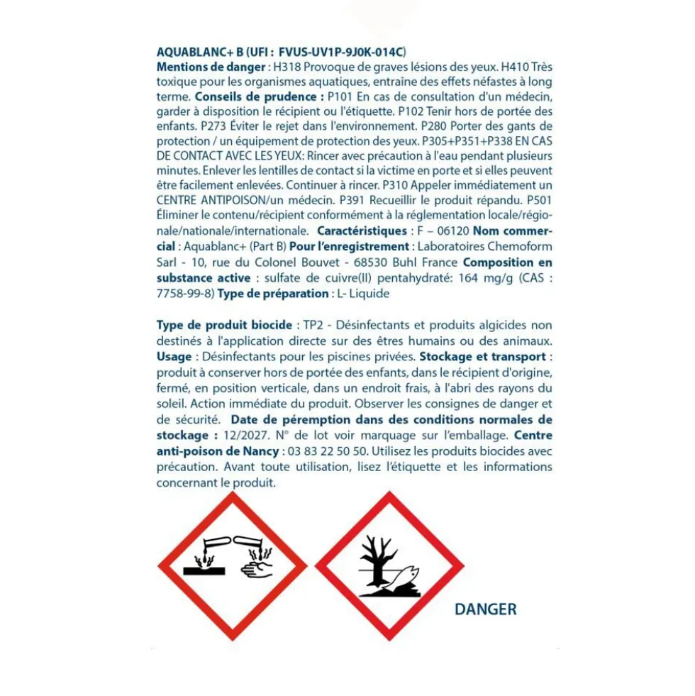 Traitement à l'oxygène actif pour piscine hors-sol 3-6m3