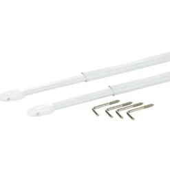 Tringle de vitrage Extensible 30-50 cm métal blanc x2