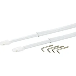 Tringle de vitrage Extensible 50-80 cm métal blanc x2