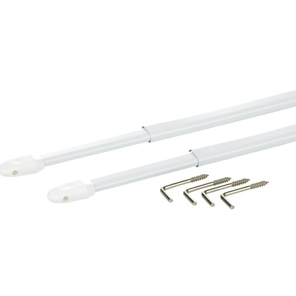 Tringle de vitrage Extensible 50-80 cm métal blanc x2