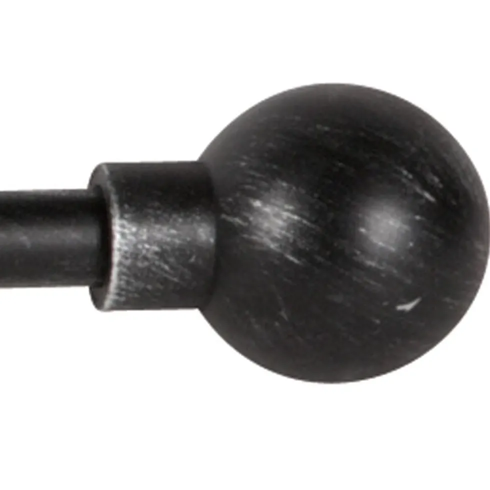 Tringle de vitrage Extensible 80-110 cm embout boule noir vieilli