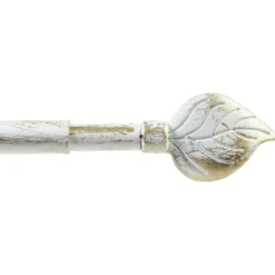 Tringle à vitrage Extensible 40-60 cm embout feuille blanc vieilli
