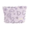 Trousse cosmétique sherpa polycoton relief motif coeur violet 26x19cm