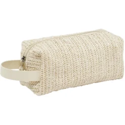 Trousse à cosmétique style tressé beige Ø9xL20,5cm