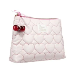 Trousse de toilette coton motif coeur rose 15,5x21cm