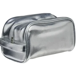 Trousse de toilette simili 20x13xH8cm (2 modèles rose ou argentée)