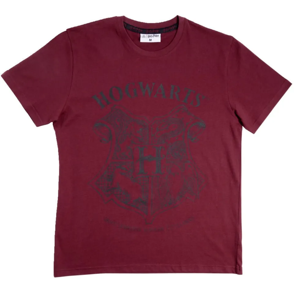 T-shirt Harry Potter Hogwarts coton rouge bordeaux