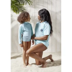 T-shirt manche courte protection UV50 adulte tissu bleu 45x61cm