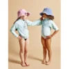 T-shirt manche longue protection UV50 enfant tissu bleu 30x40cm