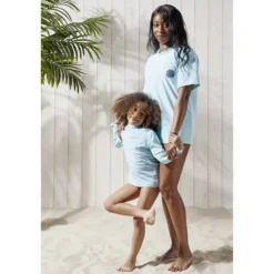 T-shirt manche longue protection UV50 enfant tissu bleu 30x40cm