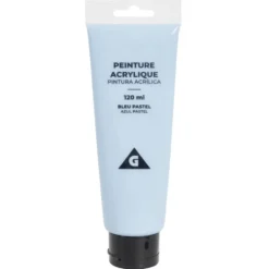 Tube peinture acrylique 120ml bleu pastel