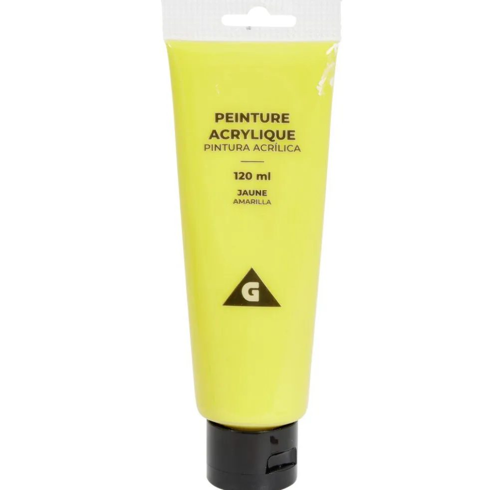 Tube peinture acrylique 120ml jaune