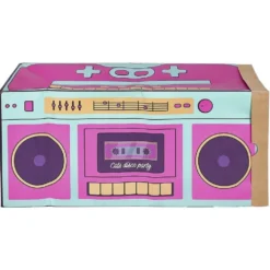 Tunnel de jeu pour chat carton motif cassette 60x27xH22cm