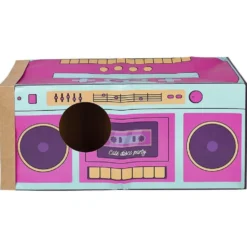 Tunnel de jeu pour chat carton motif cassette 60x27xH22cm