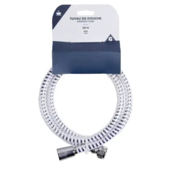 Tuyau flexible de douche plastique gris et blanc 1,5m