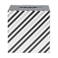 Urne d'anniversaire motif rayé noir et blanc en carton