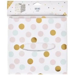 Urne d'anniversaire à poids de couleur rose, vert et doré en carton