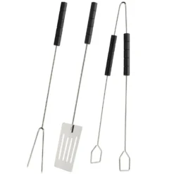 Ustensile barbecue x3 spatule fourchette pince acier inoxydable
