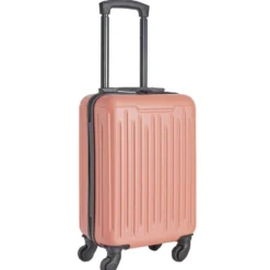 Valise cabine 26L lowcost trolley 4 roulettes amovibles plastique ABS corail