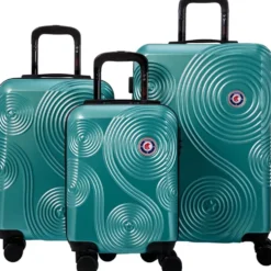 Valise cabine rigide 4 roues plastique ABS vert 45x35xH50cm