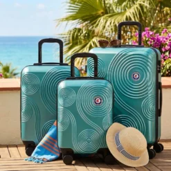 Valise cabine rigide 4 roues plastique ABS vert 45x35xH50cm