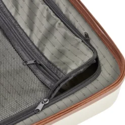 Valise rigide 61L trolley 4 roulettes plastique ABS beige 42x26xH67cm