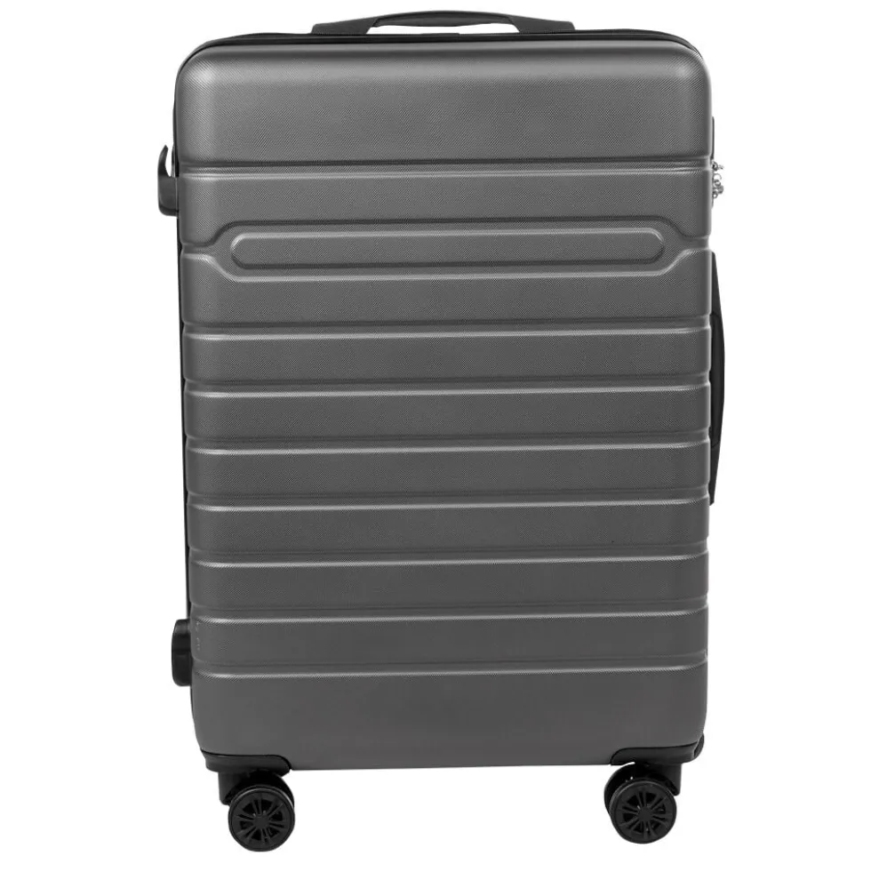 Valise rigide plastique gris 4 roues H60cm