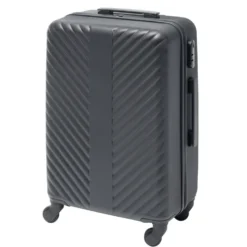 Valise trolley 48L rigide 4 roues plastique noir 42x25xH62,3cm