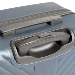Valise trolley 48L rigide 4 roues plastique bleu 42x25xH62,3cm