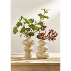 Vase arrondi contemporain céramique beige H24,5cm