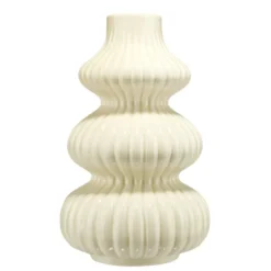 Vase arrondi contemporain céramique beige H24,5cm