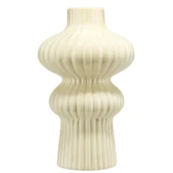 Vase arrondi contemporain céramique beige H24,5cm