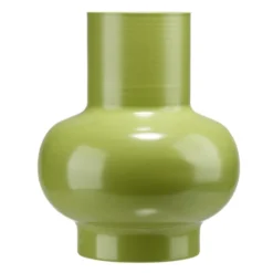 Vase arrondi contemporain métal vert Ø13xH15cm