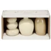Vase contemporain x3 céramique beige Ø6,5xH10cm