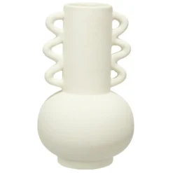 Vase céramique anses oreillettes blanc Ø12,5xH20,5cm