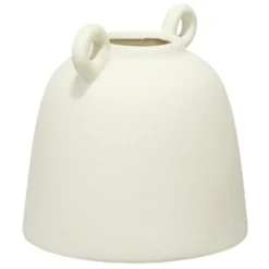 Vase céramique avec petites anses rondes blanc mat Ø15xH15cm