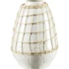 Vase céramique et rotin blanc Ø18,5xH26cm
