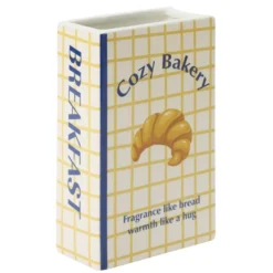 Vase céramique forme livre breakfast 13,5x6,5xH20cm (2 modèles croissant ou bretzel)