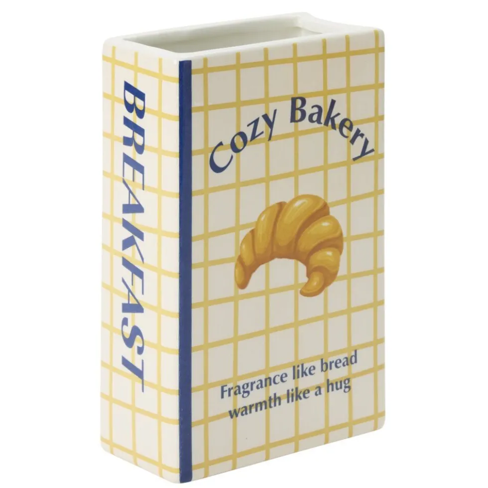 Vase céramique forme livre breakfast 13,5x6,5xH20cm (2 modèles croissant ou bretzel)
