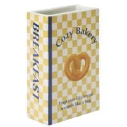 Vase céramique forme livre breakfast 13,5x6,5xH20cm (2 modèles croissant ou bretzel)